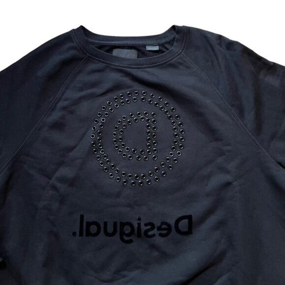 DESIGUAL Love Yourself Love Others Love the World Black Sweatshirt Sweater - Picture 2 of 8